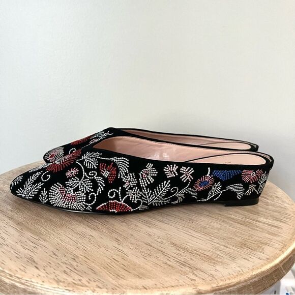 Avec Le Filles Bella Embroidered Low Wedge Mules Slip On NWOB - Picture 3 of 9